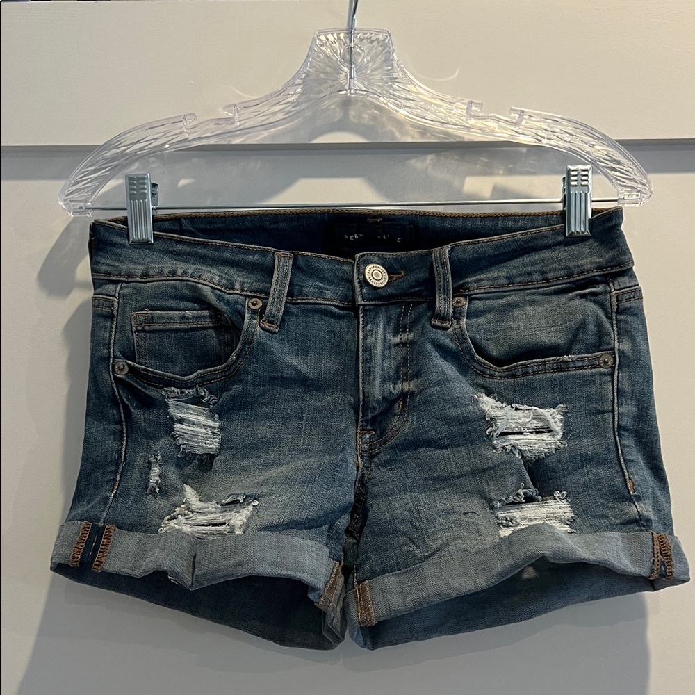 Aeropostale Blue Distressed Jean Shorts